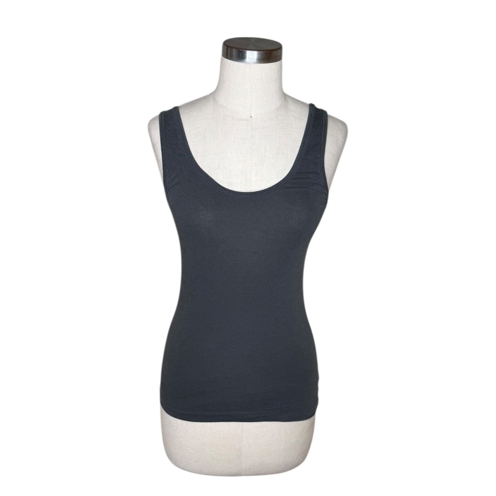 ROWAN Tank Top Charcoal Gray Scoop Neck Stretch Women's Size Small Minimalist